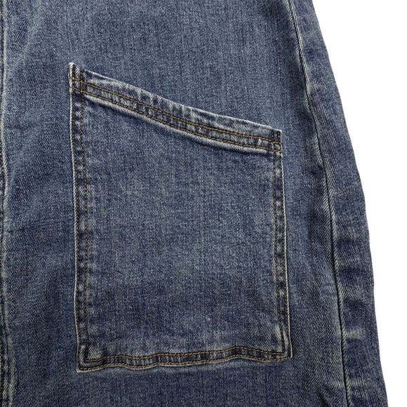 I&M Black Label Full Zip Front Jean Overall Dress Denim Street Edgy Biker S M - Picture 6 of 14